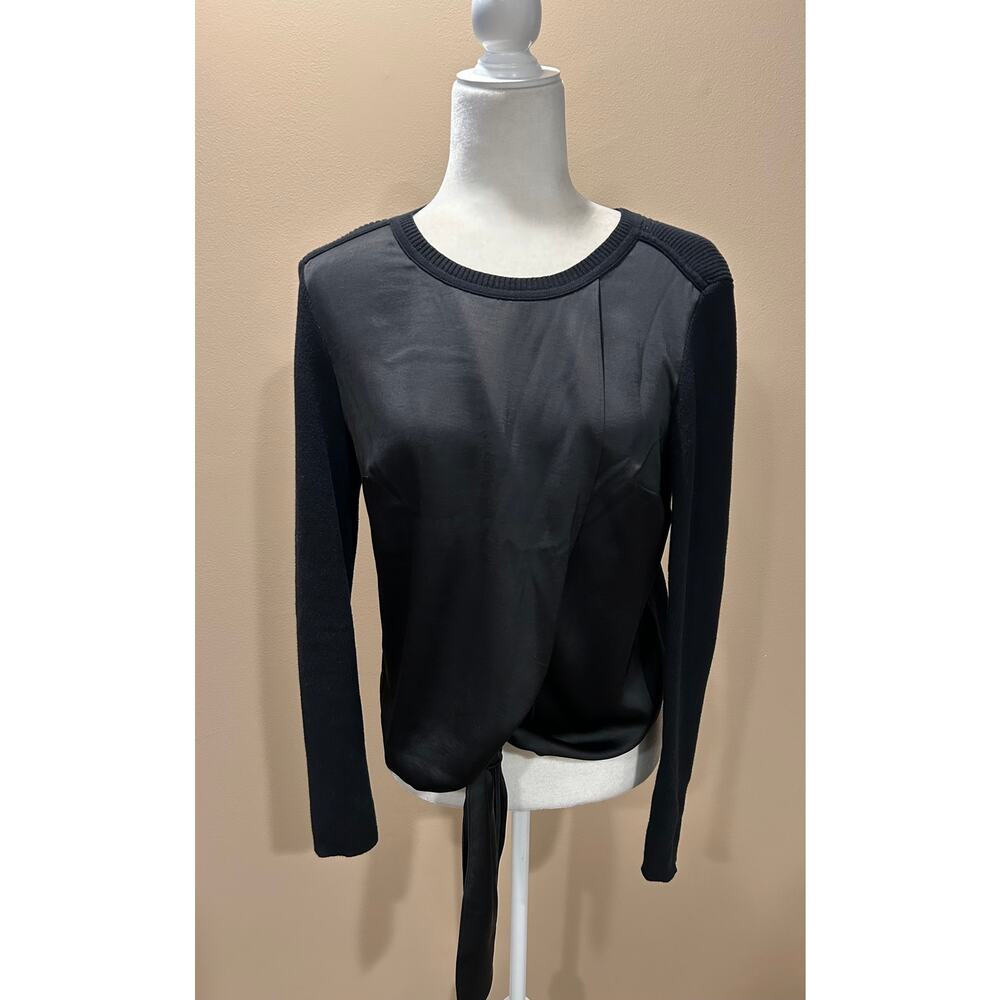 Cabi Crosstie Front Tie Pullover Black Sweater Style #4288, Size S